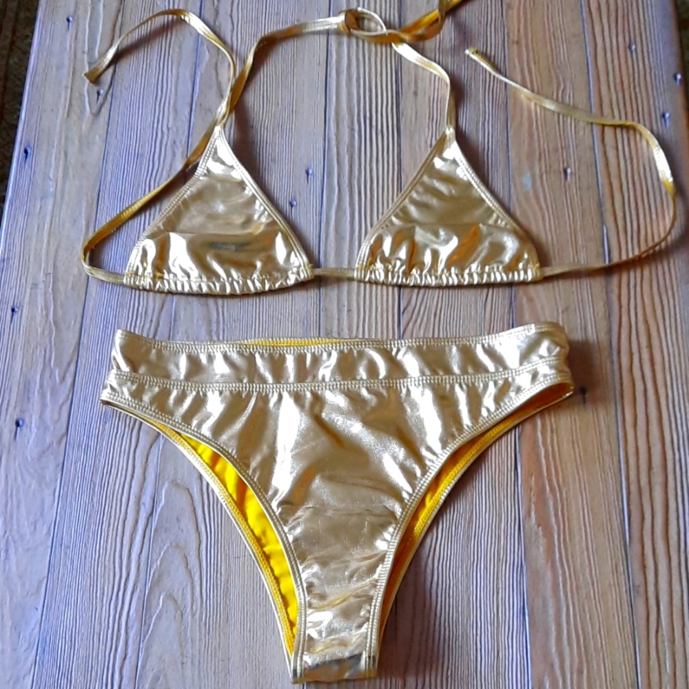 Shiny Gold Bikini Set
